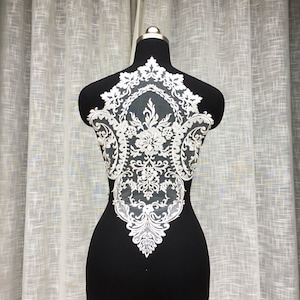 1pc Ivory Alice embroidery flower Lace Alencon Super Luxury Lace Appliques Exquisite For Wedding Dress Grown Bridal Veil applique