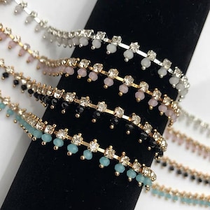 4 colors Lace Trim Pearl Beaded Rhinestone Wedding Pearls Trim for Bridal Sash,