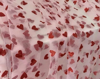 Glitter red sweet heart soft tulle flower embroidered lace fabric floral for baby dress ball gown floral wedding dress lace top 59" width