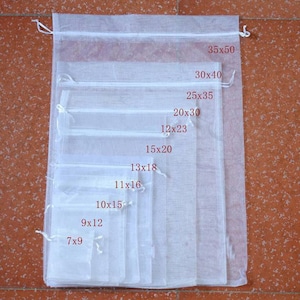 100 sacchetti regalo in organza bianchi di grandi dimensioni per gioielli da sposa, 7x9 9x12