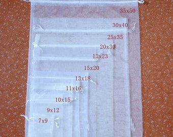 100 sacchetti regalo in organza bianchi di grandi dimensioni per gioielli da sposa, 7x9 9x12
