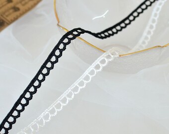 5 Yards Lace Trim White Back Wave Hollowed Lace 0.8cm width