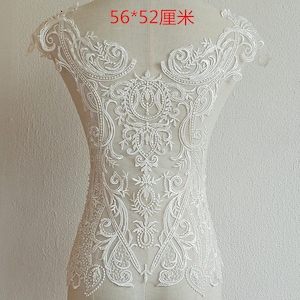 1pc Floral Ivory Bead Pearl Super Luxury Sexy Lace Appliques Exquisite Wedding Dress Grown Bridal wedding applique veil applique