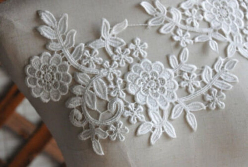 Ivory Embroidered Flower Lace Emma Cf