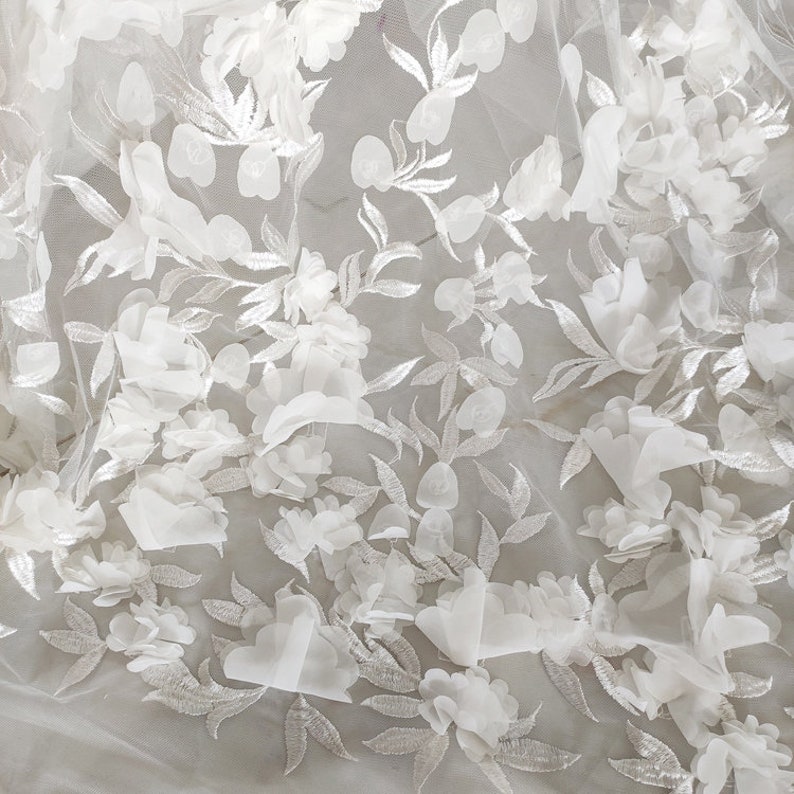 5 couleurs 3d mousseline de soie fleur élégante broderie exquise tulle doux tissu haut de gamme dentelle de mariage robe de mariée en dentelle tissu 51 largeur image 6