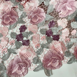 New heavy embroidered rose flower lace fabric  tulle fabric for Wedding Dress Fabric Dress Veil Bridal Lace Fabric 51" width high quality