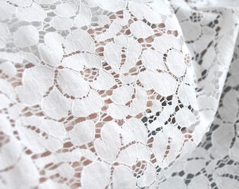 Lace Fabric White Cotton Flower Wedding Fabric 59" width 1 yard