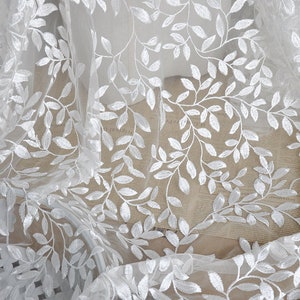 lace fabric ivory leaf exquisite embroidery soft tulle fabric wedding lace bridal lace dress fabric 51&quot; width by the yard high quality
