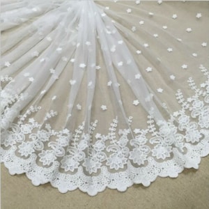 Exquisite Tulle Lace Fabric Stars Embroidery Flower Couture Dress Prom Dress For Wedding Dress Veil Costume Supplies 1 yard 53&quot; width