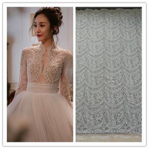 1 yard Chantilly-Spitze Stoff Trim Für Brautschleier Alencon Lace Trim Wimpern Spitze Für Hochzeitskleid Brautkleid Schleier Dessous Spitze