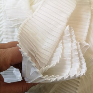 2 yards Lace fabric ivory chiffon pleated lace ruffled Floding Lolita Lace wedding lace bridal lace dress fabric veil lace 5.9&quot; width
