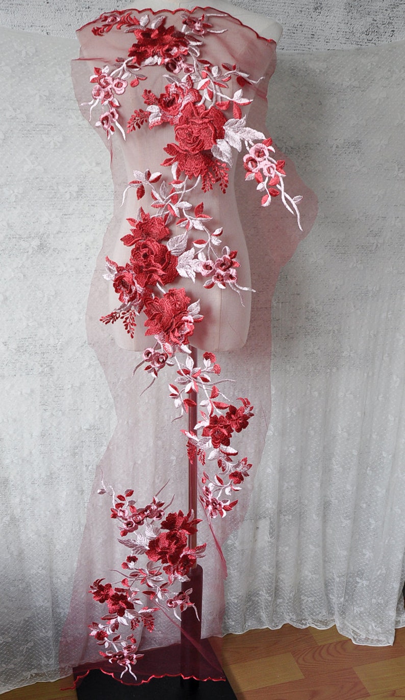 2 Colors Rose Flower Lace Applique Embroidery Bodice Applique Etsy