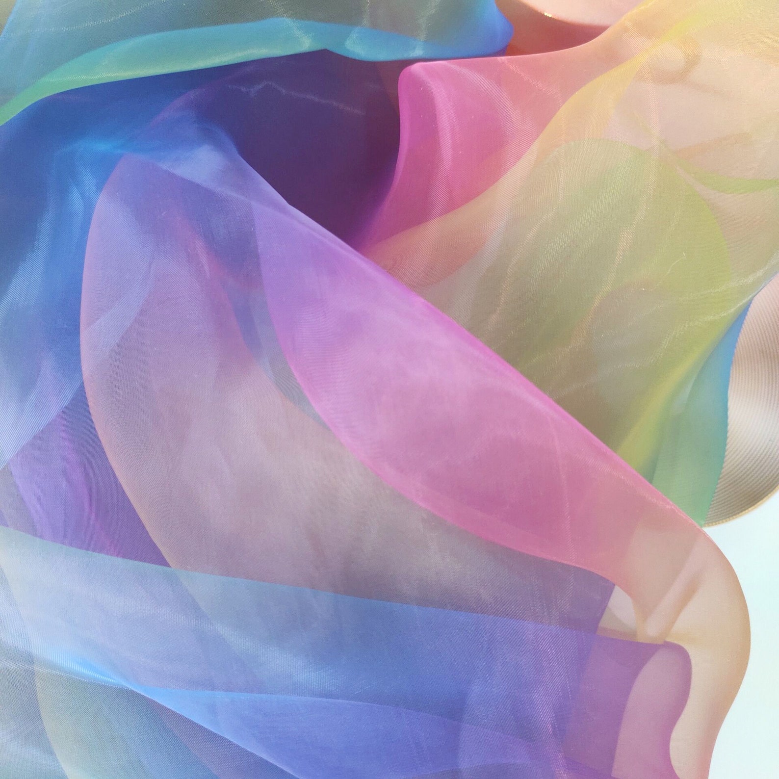 1 yard Rainbow Organza Fabric Voile Theatre Childrens Sensory Etsy