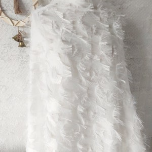 White chiffon fabric tassel embroidery high quality wedding lace bridal lace dress fabric veil lace 55&quot; width by the yard