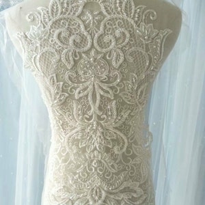 1pc Pearl Bead Ivory Flower Exquisite Embroidery bodice applique Super Luxury Bridal wedding applique veil applique