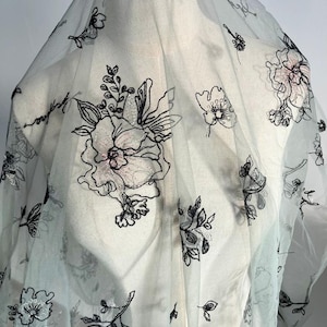 3 colors Black apricot tulle rose flower embroidered lace fabric floral for ball gown lace fabric floral wedding dress lace top 51&quot; width
