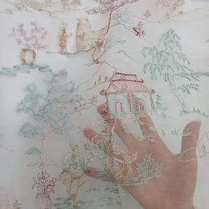 3 colors colorful multicolored house tree flower embroidered  tulle lace fabric for Wedding Dress Fabric Dress Veil Bridal Lace Fabric 51"