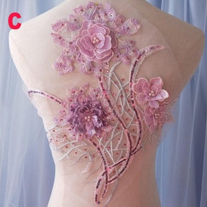1 Stück Weiß Pailletten Perle Perlen Pailletten Spitze Applikation 3D Blumen Patch Motiv Kostüm Hochzeit Mieder Brautschleier Zubehör High Quality
