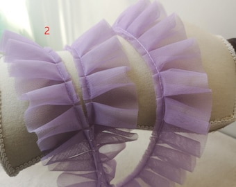 10 Farbe Spitzenstoff 2 Schichten Tutu Tüll gefaltete gekräuselte Floding Lolita Spitze Hochzeit Spitze Braut Spitze Kleid Stoff Schleier Spitze 1,96 "Breite