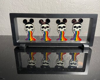 Rainbow pride skull glow pins