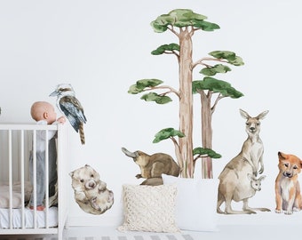 Pick Your Own Australian Animals + TREE , Australian Theme Nursery, Fable and Fawn, Koala Kangaroo Kookaburra Cockatoo Possum Dingo