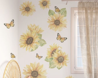 Sunflower Wall Decals, Sunflowers, Sunflower Wall Stickers, Wildflowers