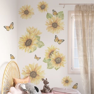 Sunflower Wall Decals, Sunflowers, Sunflower Wall Stickers, Wildflowers