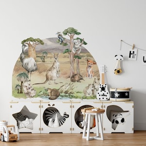 Australian Animals Wall Mural, Australian Animal Wall Art, Australian Animal Stickers, Australian Animals Nursery, Kids Playroom Decor