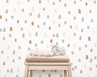 Spot Wall Decal, Polka Dot Wall Stickers, Confetti Wall Decals (Blue & Clay)