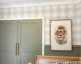 Gingham Wallpaper, Plaid Wallpaper, Boys Nursery Wallpaper, Sage Green Wallpaper, Fable and Fawn