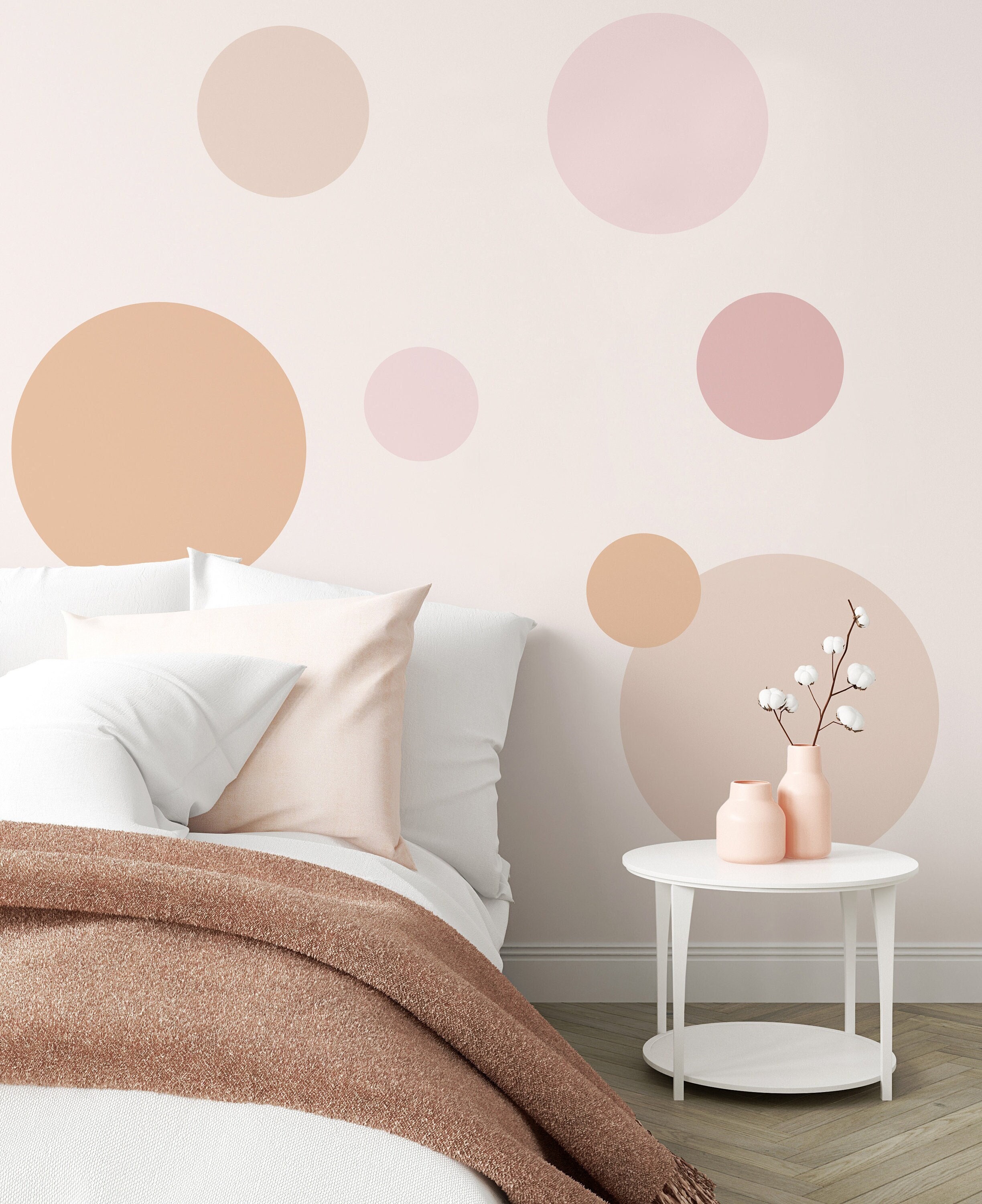 Large Circle Wall Decals (Pinks & Peach), Polka Dot Wall Decal, Polka Dot Wall Stickers - Fable and Fawn