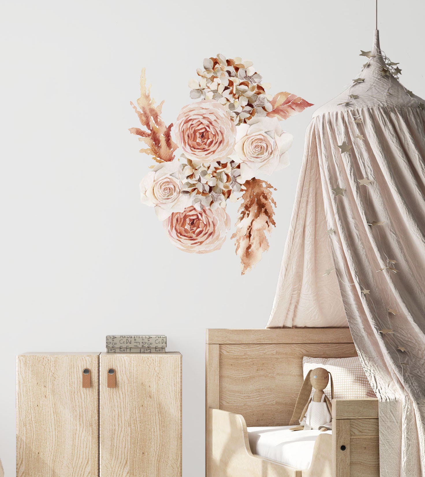 Boho Wall Stickers Boho Nursery Decor Boho Flower Wall Etsy