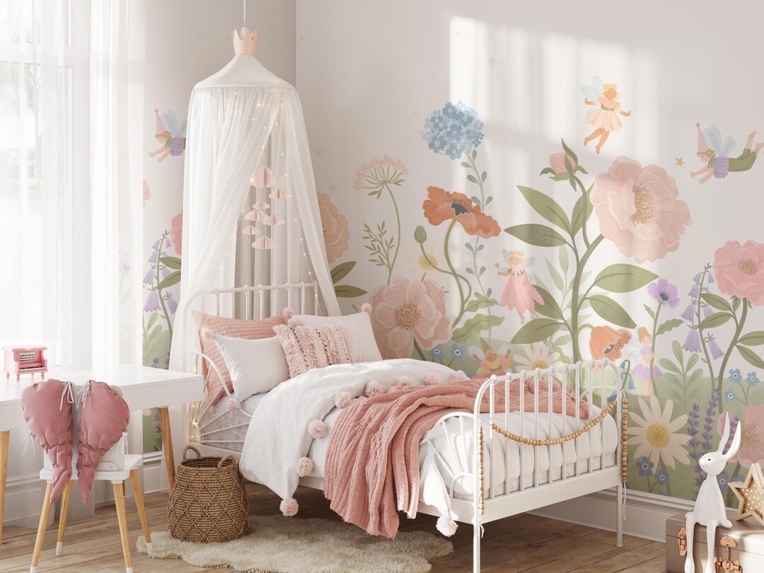 Fairy Garden Wall Mural – Removable Fairy Wallpaper | Nursery Wall ...