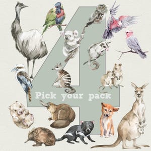 PICK 4 ANIMALS - Add-On Tree Option, Australian Theme Nursery, Fable and Fawn, Koala Kangaroo Kookaburra Cockatoo Possum Dingo