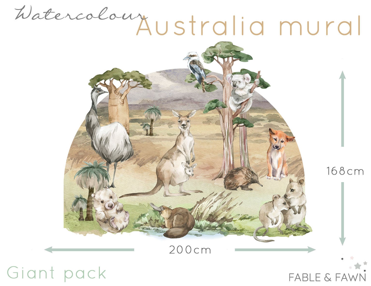 Australian Animals Wall Mural Australian Animal Wall Art Etsy