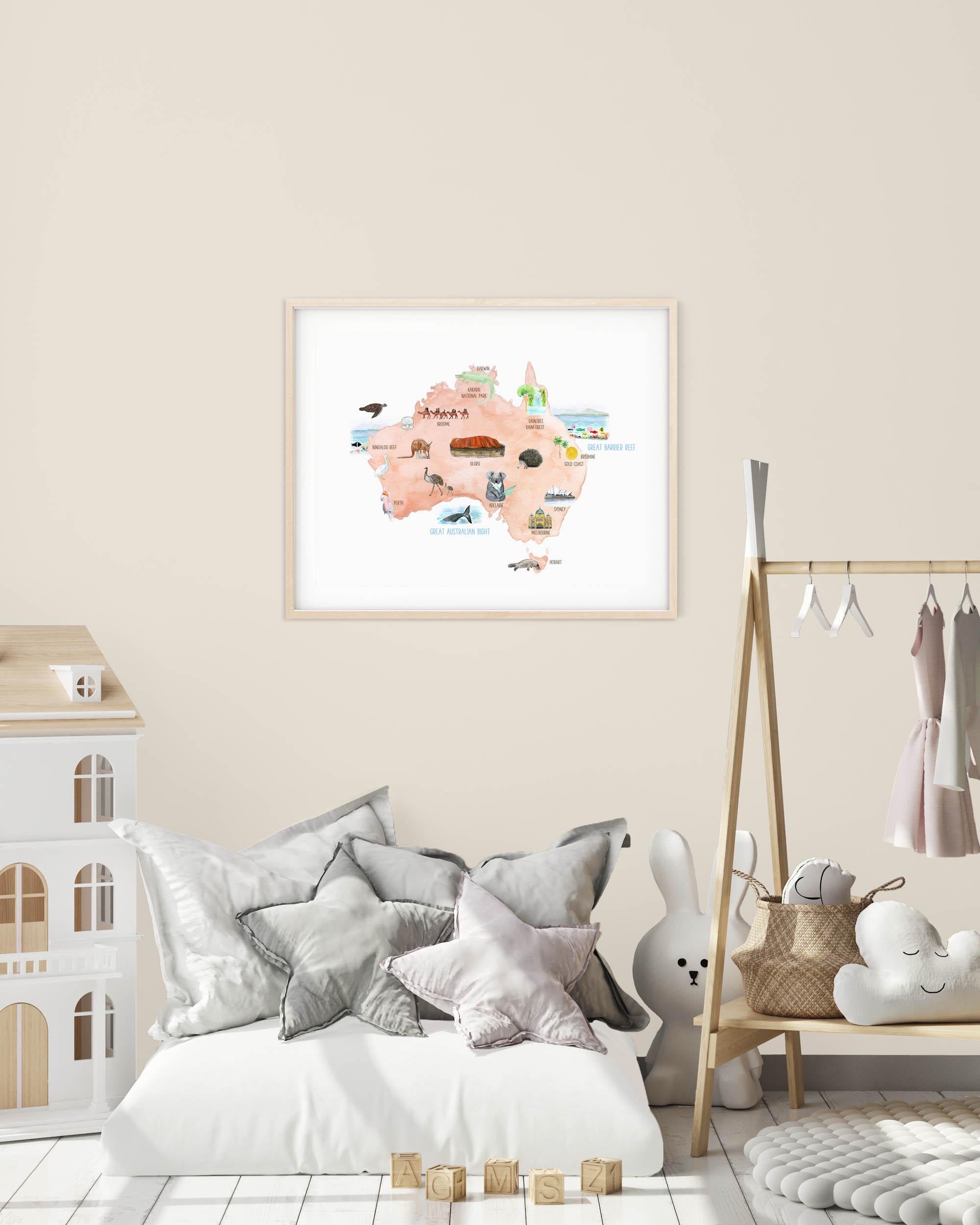 Australian Map for Kids, Kids Australia Map, Australia Nursery Decor ...