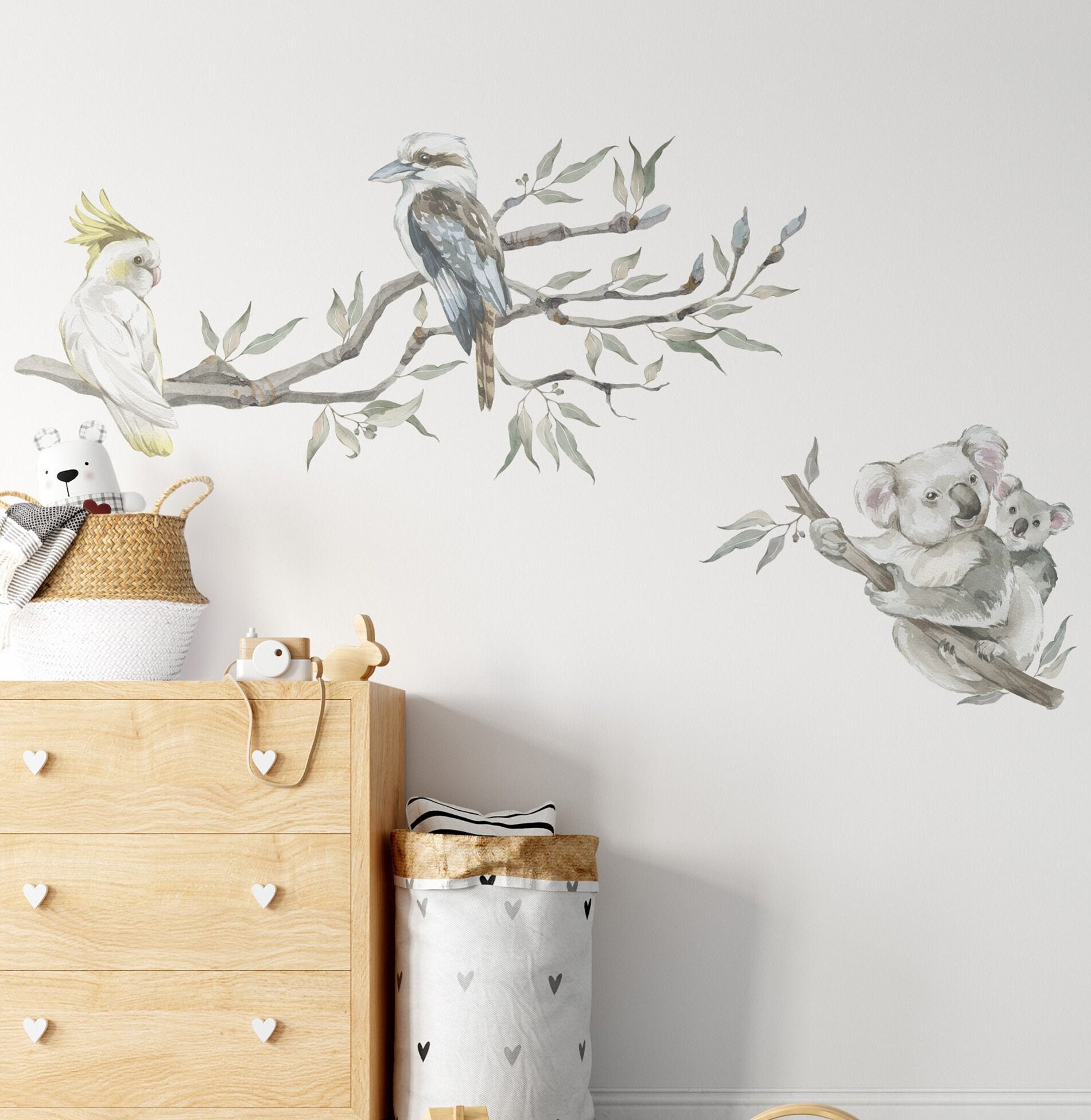 Vinyl Wall Decals Tree Wall Decal for Nursery-corner Top Tree Branch-white  Tree Decals Wall Mural Large Decal DK268 