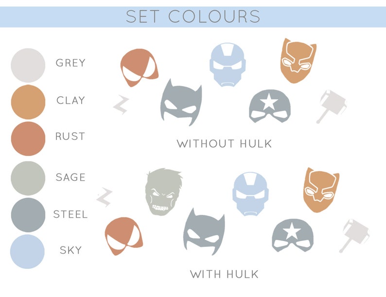 Superhero Wall Decals (set Colours), Superhero Wall Decal, Superhero ...