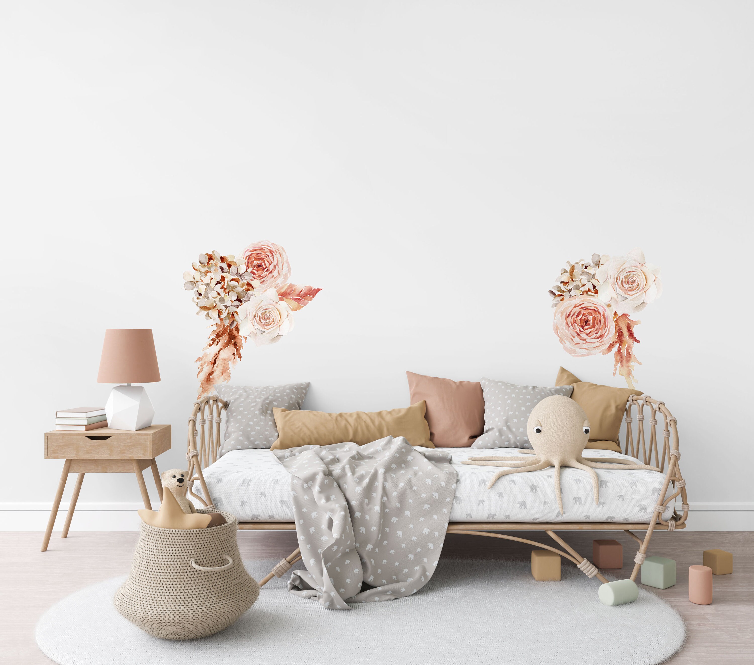 Boho Wall Stickers Boho Nursery Decor Boho Flower Wall Etsy