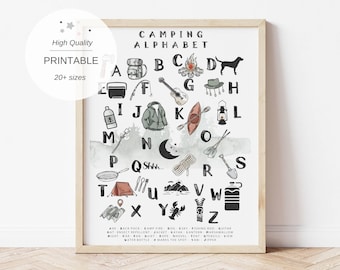 Camping Nursery, Camping Nursery Decor, Camping Print, Camping Alphabet, Camping Art, Camping Decor, Camping Wall Decor, Outdoor Nursery