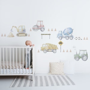 Construction Wall Decals, Truck Wall Decal, Construction Wall Stickers, Boys Wall Decal, Construction Theme, Truck, Digger, Fable and Fawn