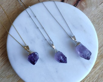 Gemstone Pendant, Amethyst tip, Geodes, Amethyst, Necklace & Pendant, healing, handcrafted, raw, charm, positive energy, protection