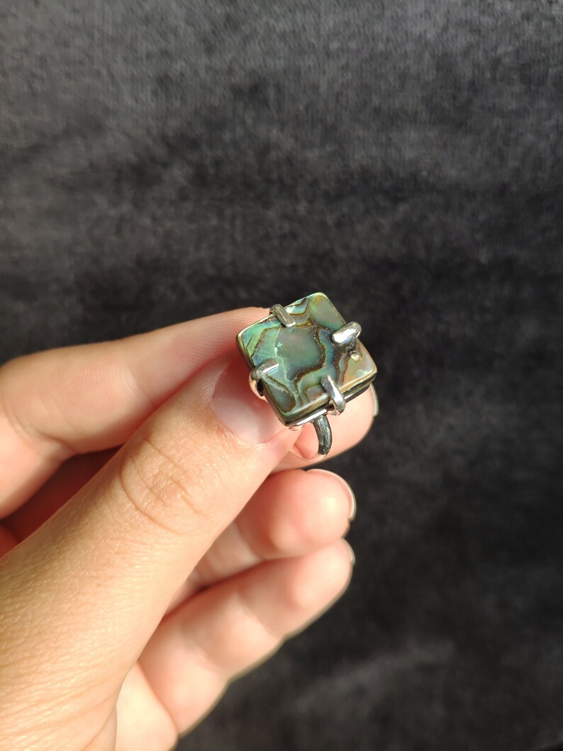 Abalone Ring Natural Stone Handmade Jewellery Adjustable image 5