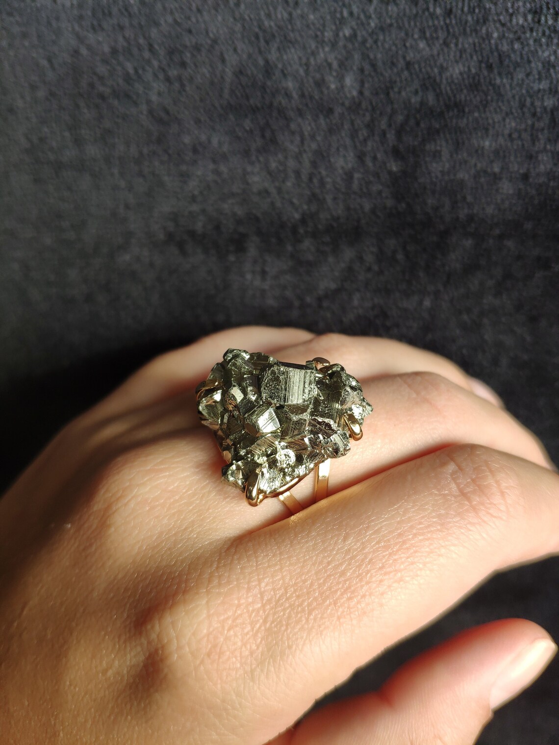 Pyrite Ring Natural Stone Handmade Jewellery Adjustable - Etsy