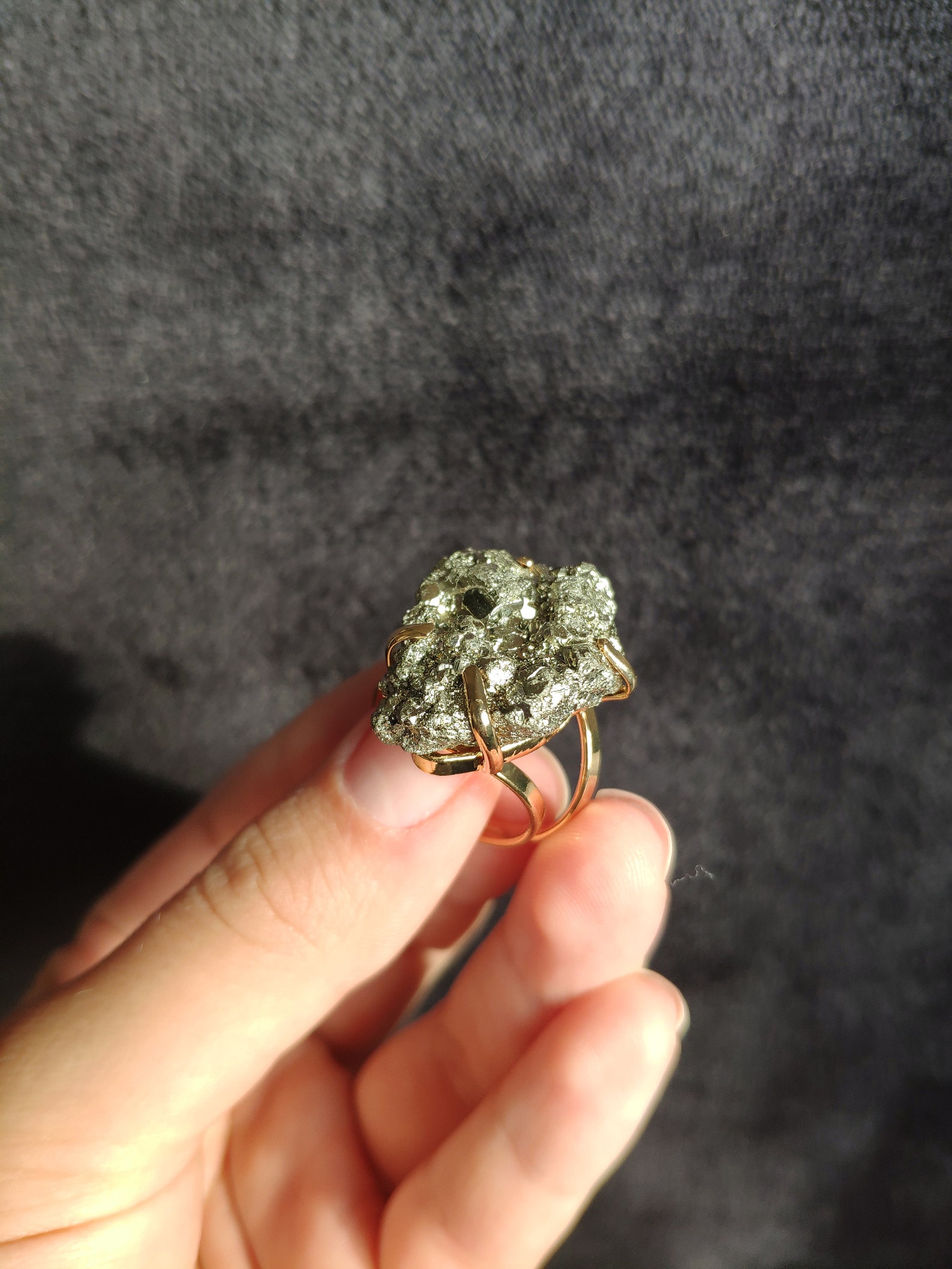 Pyrite Ring Natural Stone Handmade Jewellery Adjustable - Etsy