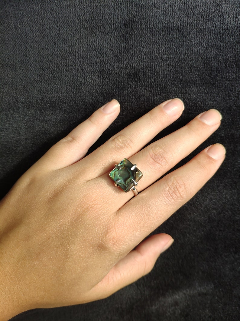 Abalone Ring Natural Stone Handmade Jewellery Adjustable image 6