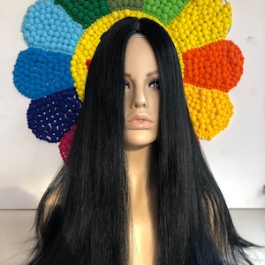 Jet Black Virgin Human Hair Topper: 8x8&quot; Silk Base, Natural Hairline