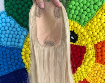 15" 3x5" 613 Extensiones de cabello humano con base de seda para mujer; Extensiones de cabello humano de alta calidad de 8 x 13 cm con base de seda