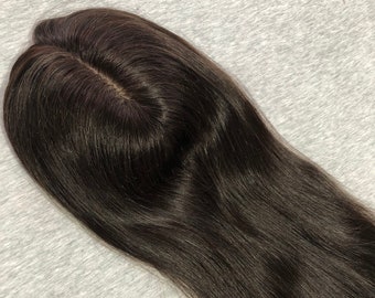 12-20" 6x6.4" Topper de cabello marrón, Topper de cabello humano para mujeres asequible, cabello humano no remy