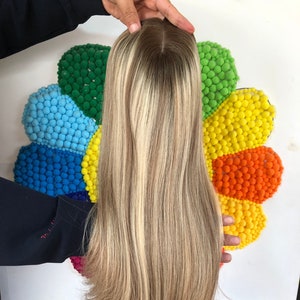Stock Silk Base European Hair Topper,Luxious Quality Blonde Human Hair Toupee For Women Thin Hair